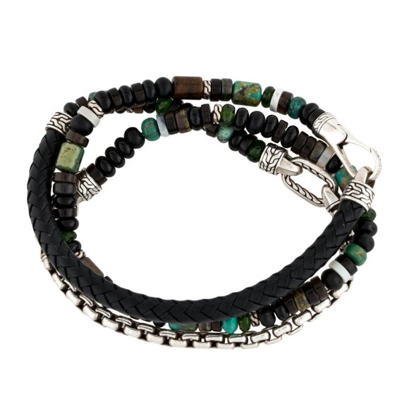 JOHN HARDY MULTISTONE CLASSIC CHAIN BEADED HYBRID TRIPLE WRAP BRACELET- NECKLACE